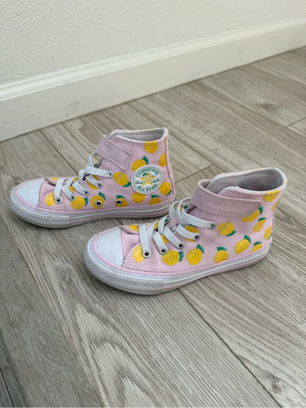 Converse Pink High-Top Sneakers with Yellow Lemon Print